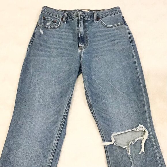 Abercrombie 8 (29) 90s Slim Straight Ultra High Rise Women’s Jeans Distressed - Picture 5 of 12
